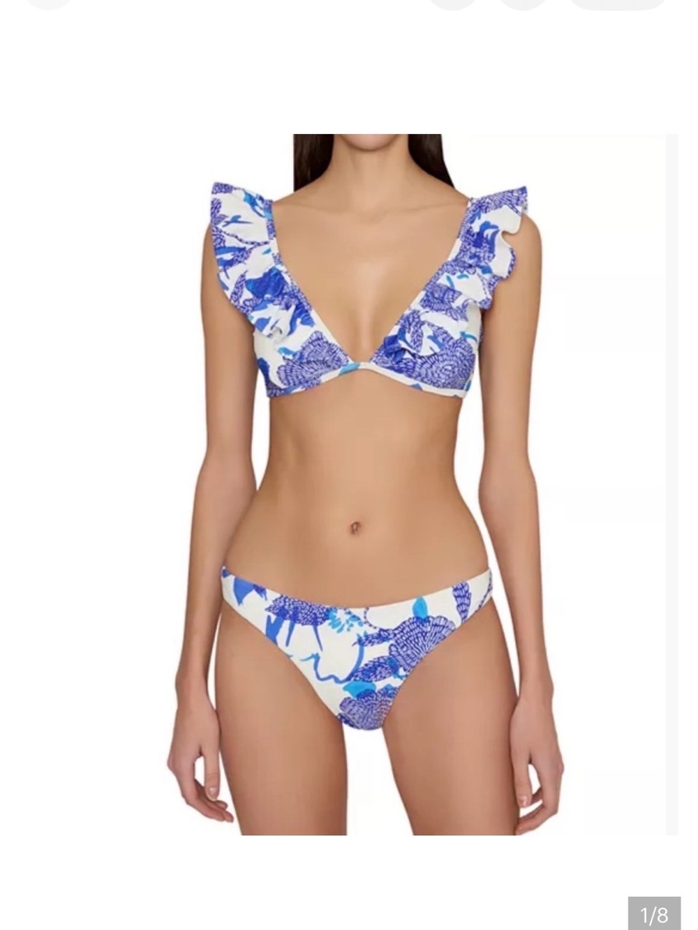 Milly Blue Floral Ruffle Bikini Set
